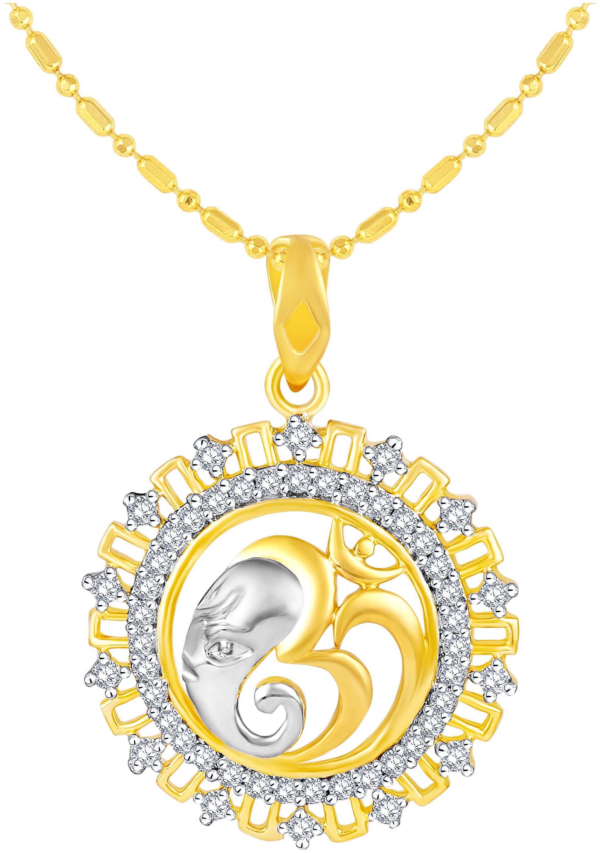 

Sukai Jewels Surya Ganesh Gold Plated Brass God Pendant with Chain for Women Men