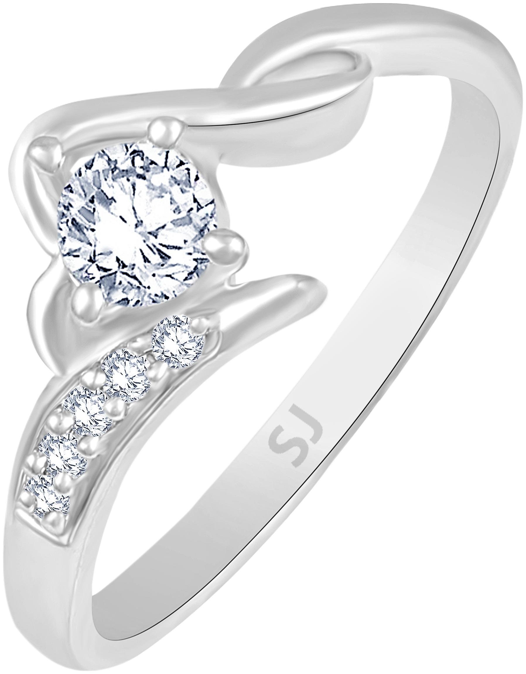 

Sukai Jewels Center Single Solitaire Rhodium Plated Ring For Women and Girls