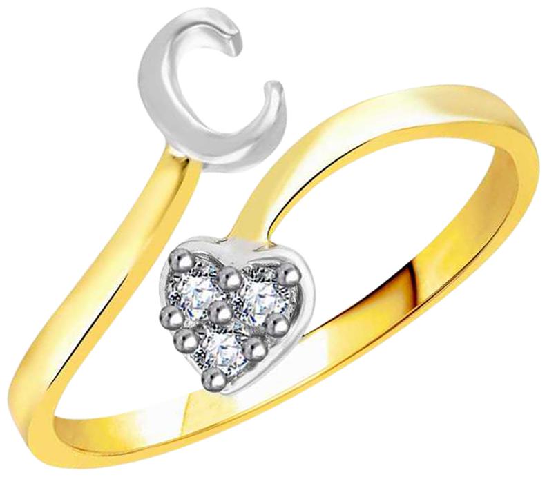 

Sukai Jewels Heart Initial C Gold Plated Brass Alphabet Finger Ring for Women and Girls