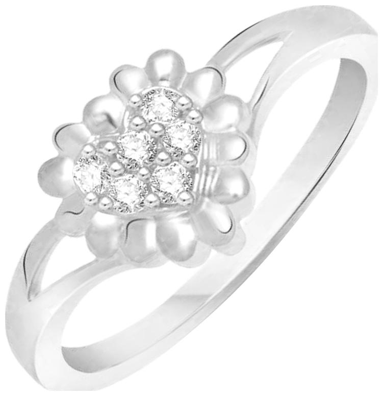 

Sukai Jewels Antique Heart Rhodium Plated Alloy Brass Cubic Zirconia Finger Ring for Women Girls