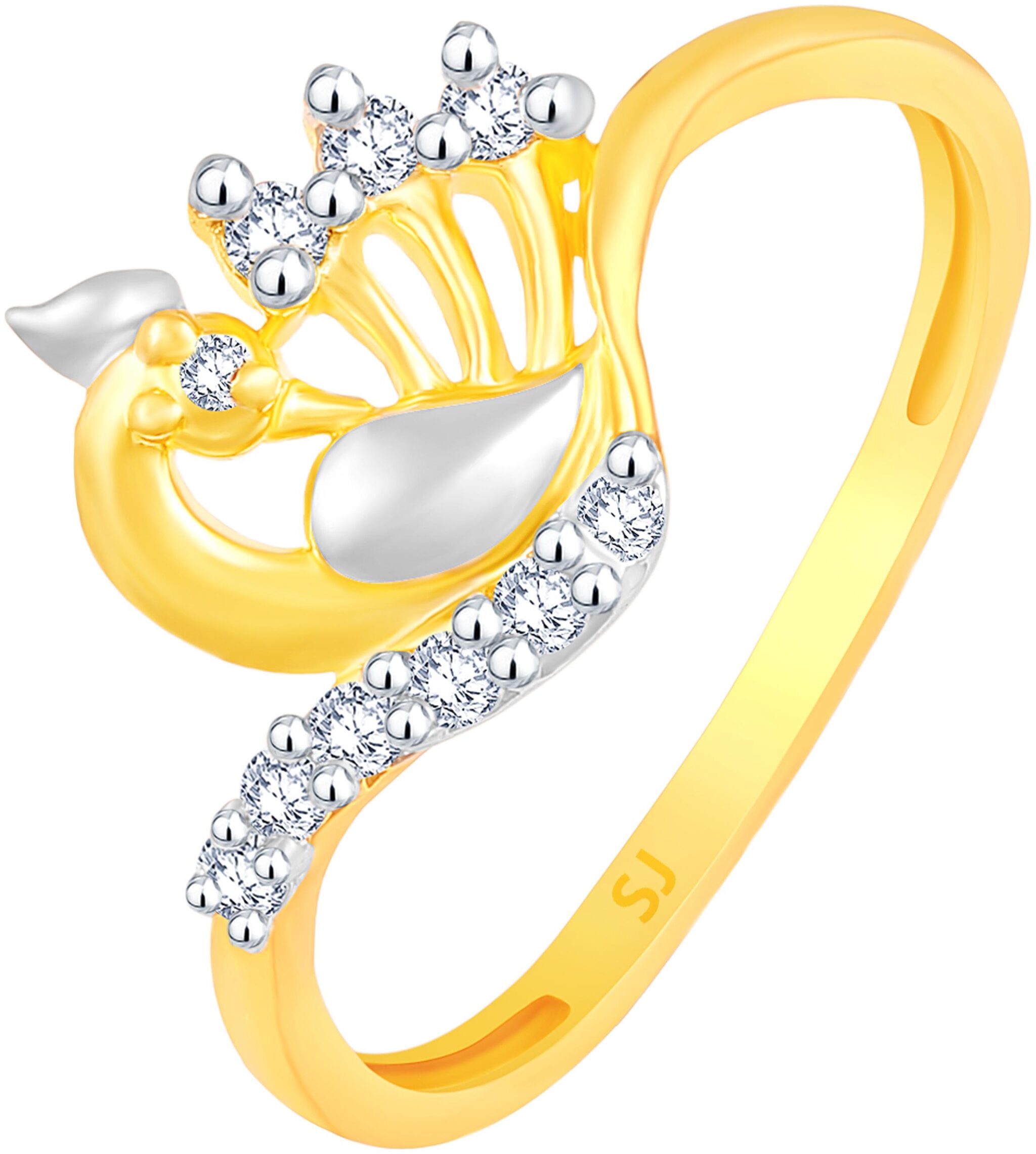 

Sukai Jewels Mayur Inspired Gold Plated Brass Cubic Zirconia Finger Ring for Women Girls
