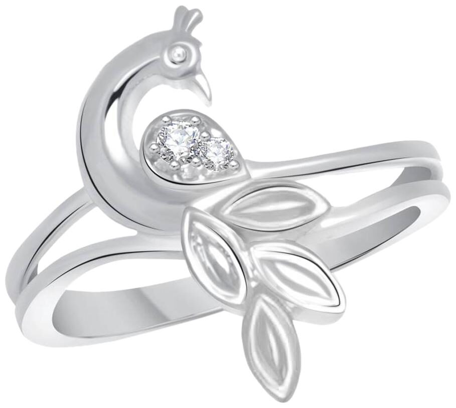 

Sukai Jewels Peacock Rhodium Plated Alloy Brass Cubic Zirconia Finger Ring for Women Girls
