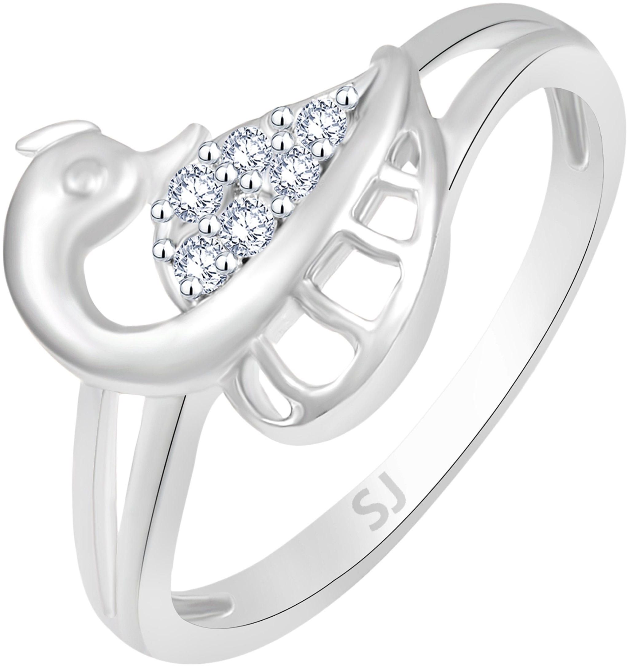 

Sukai Jewels OM Rhodium Plated Brass Cubic Zirconia Finger Ring for Women Girls