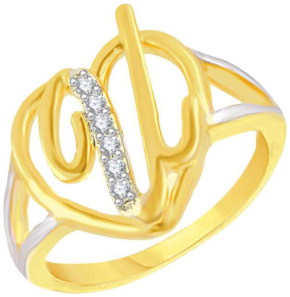 

Sukai Jewels Intial U Heart Gold Plated Brass Cubic Zirconia Finger Ring for Women Girls
