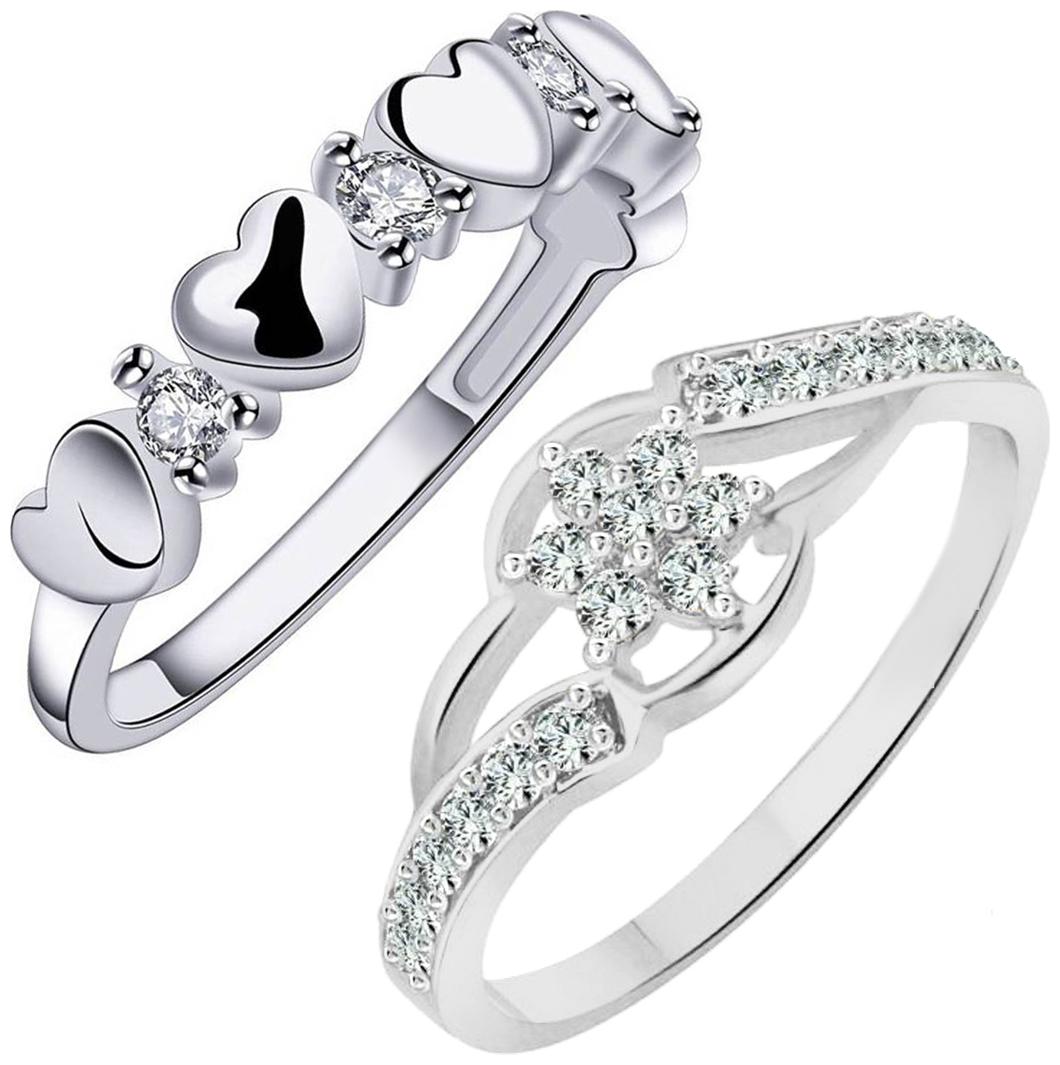 

Sukai Jewels Flower Heart Combo Ring for Women and Girls