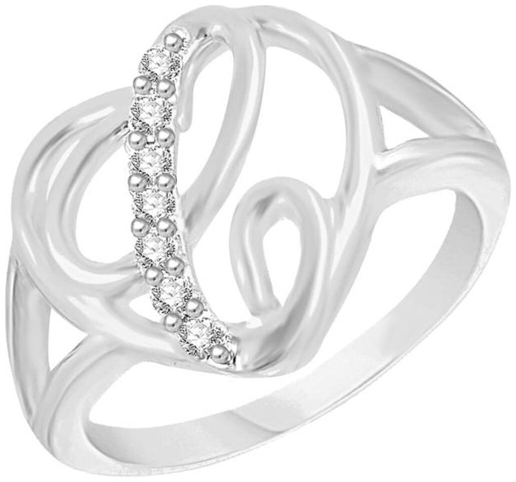 

Sukai Jewels Intial C Heart Rhodium Plated Brass Cubic Zirconia Finger Ring for Women Girls