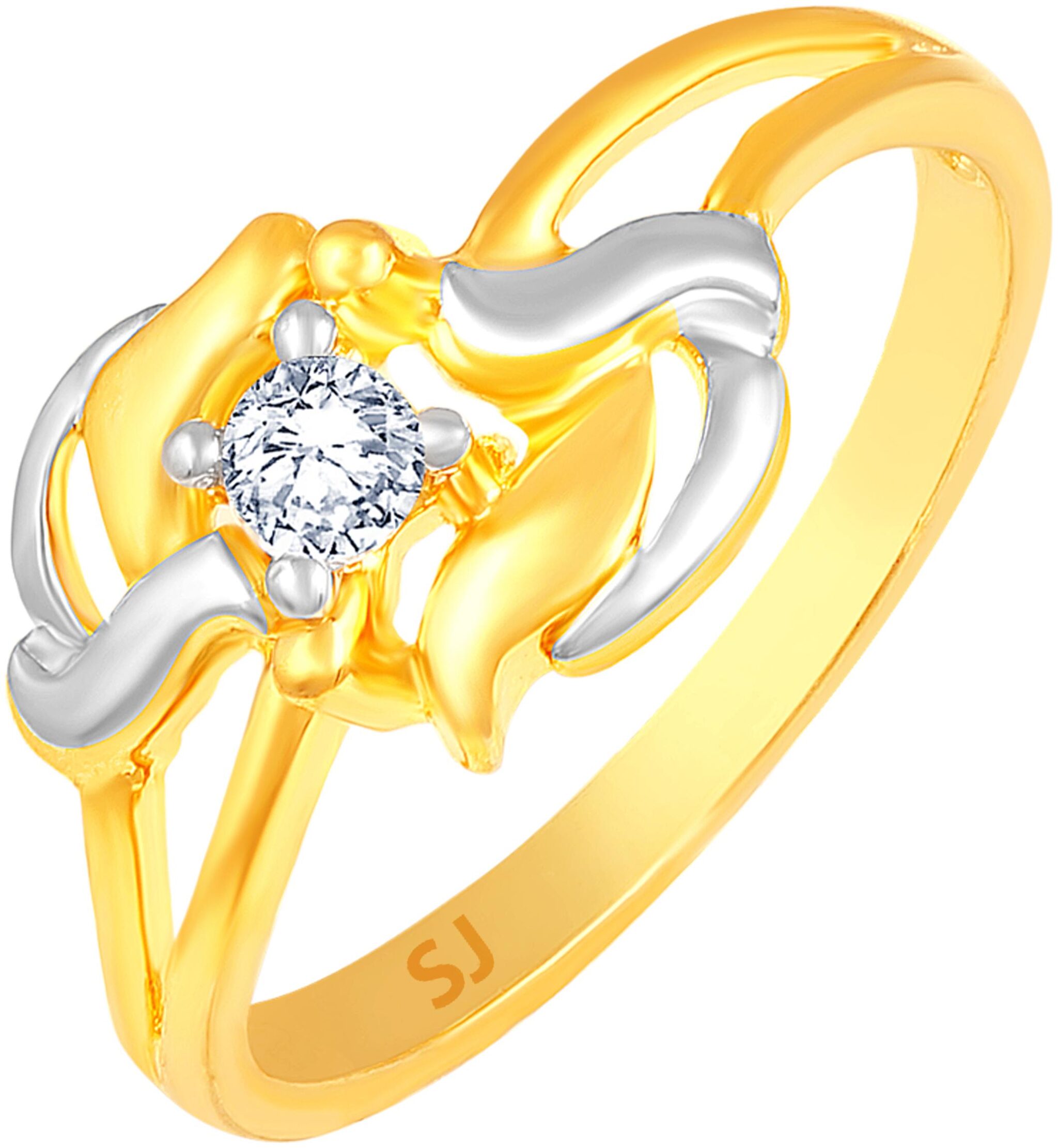 

Sukai Jewels Center Single Solitaire Gold Plated Brass Cubic Zirconia Finger Ring for Women