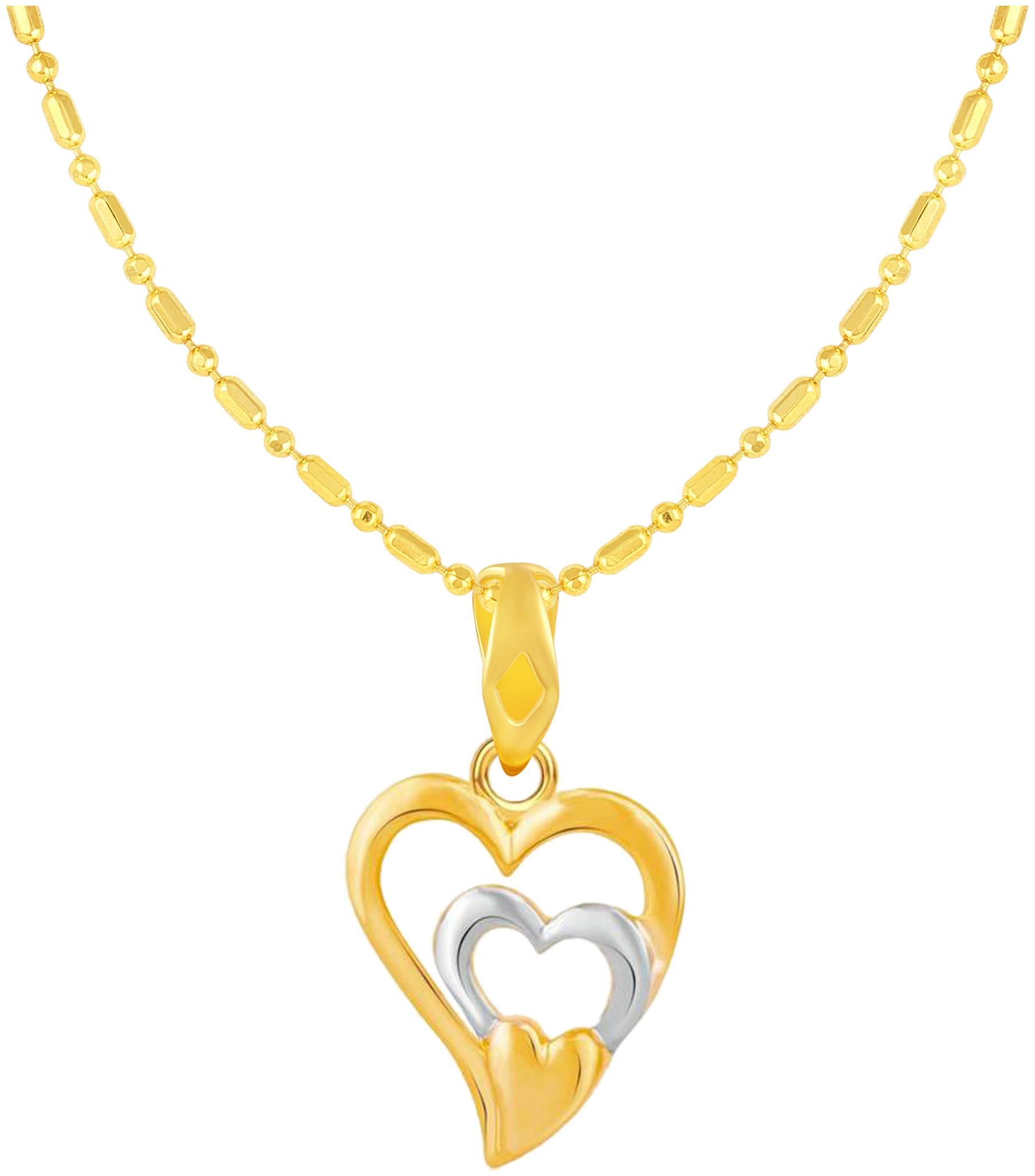 

Sukai Jewels Heart Gold Plated Alloy Brass Cubic Zirconia Pendant with Chain for Women Girls