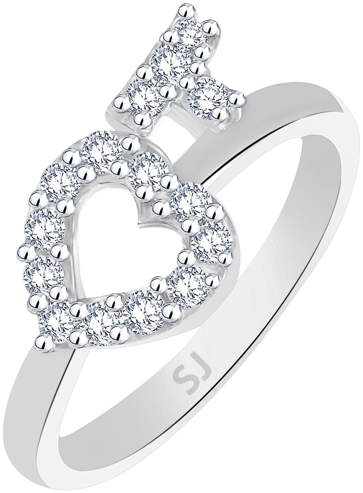 

Sukai Jewels T Heart Solitaire Rhodium Plated Ring For Women and Girls
