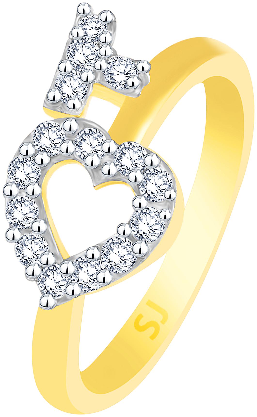 

Sukai Jewels T Heart Solitaire Gold Plated Brass Cubic Zirconia Finger Ring for Women Girls