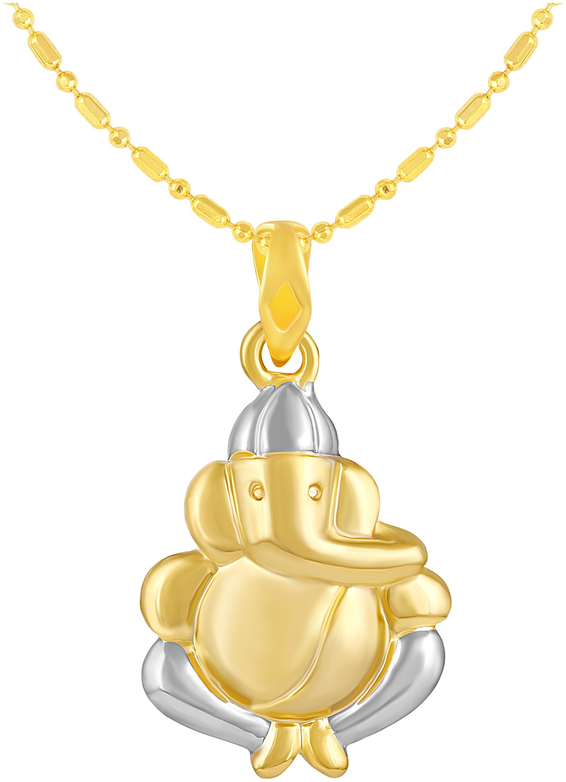 

Sukai Jewels Ganpati Gold Plated Brass God Pendant with Chain for Women Men