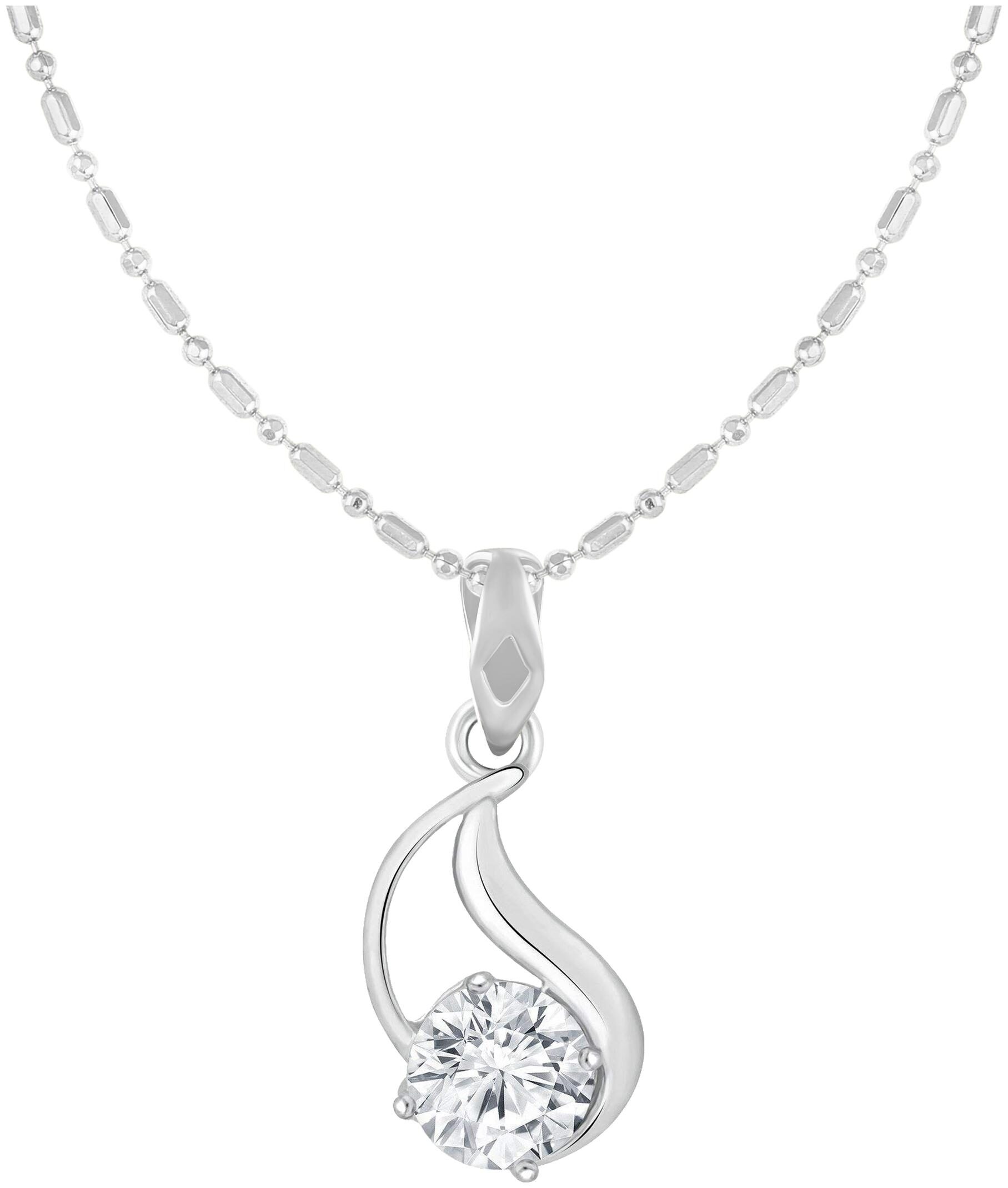 

Sukai Jewels Single Solitaire Rhodium Plated Alloy Brass Cubic Zirconia Pendant with Chain for Women Girls