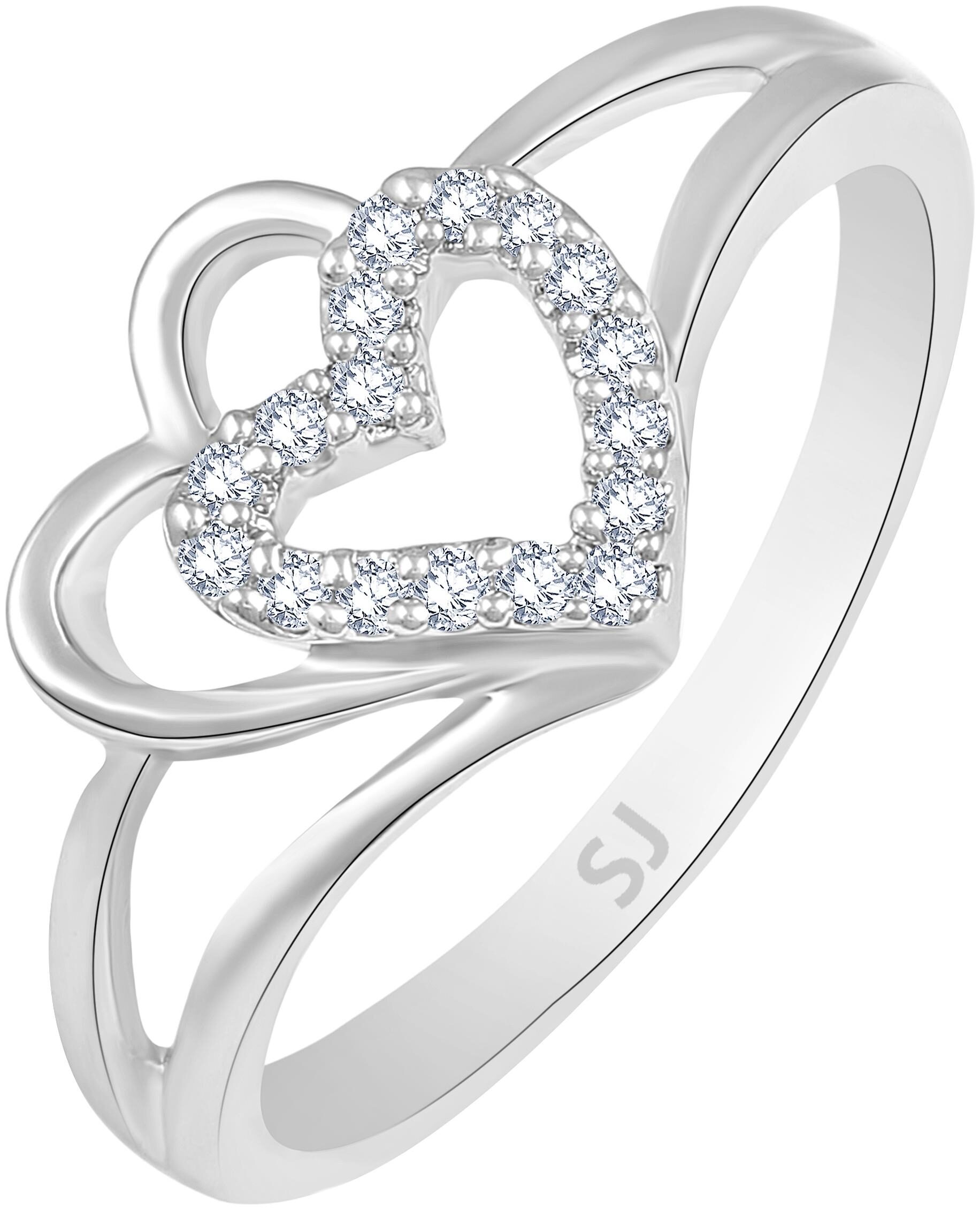 

Sukai Jewels Floral Solitaire Rhodium Plated Ring For Women and Girls