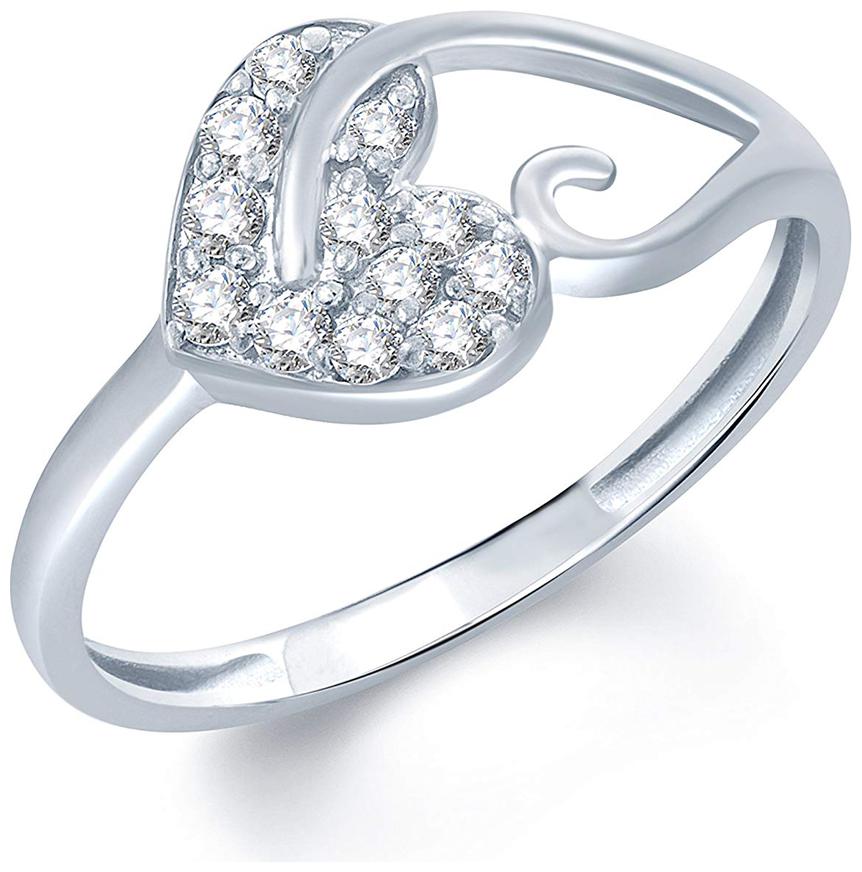 

Sukai Jewels Glittering Bonded Heart Rhodium Plated Alloy Brass Cubic Zirconai Finger Ring for Women Girls