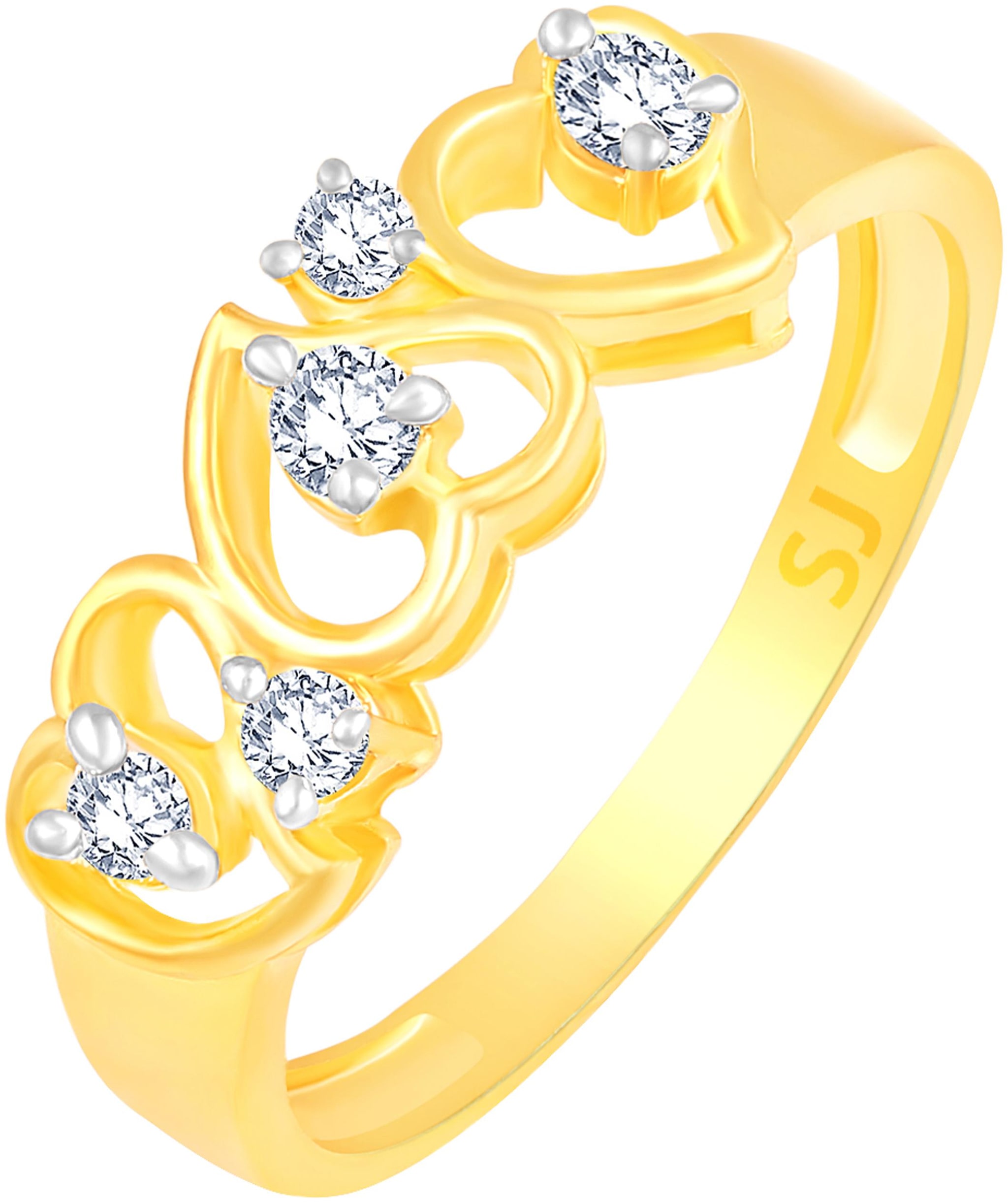 

Sukai Jewels Bonded Heart Solitaire Gold Plated Brass Cubic Zirconia Finger Ring for Women Girls