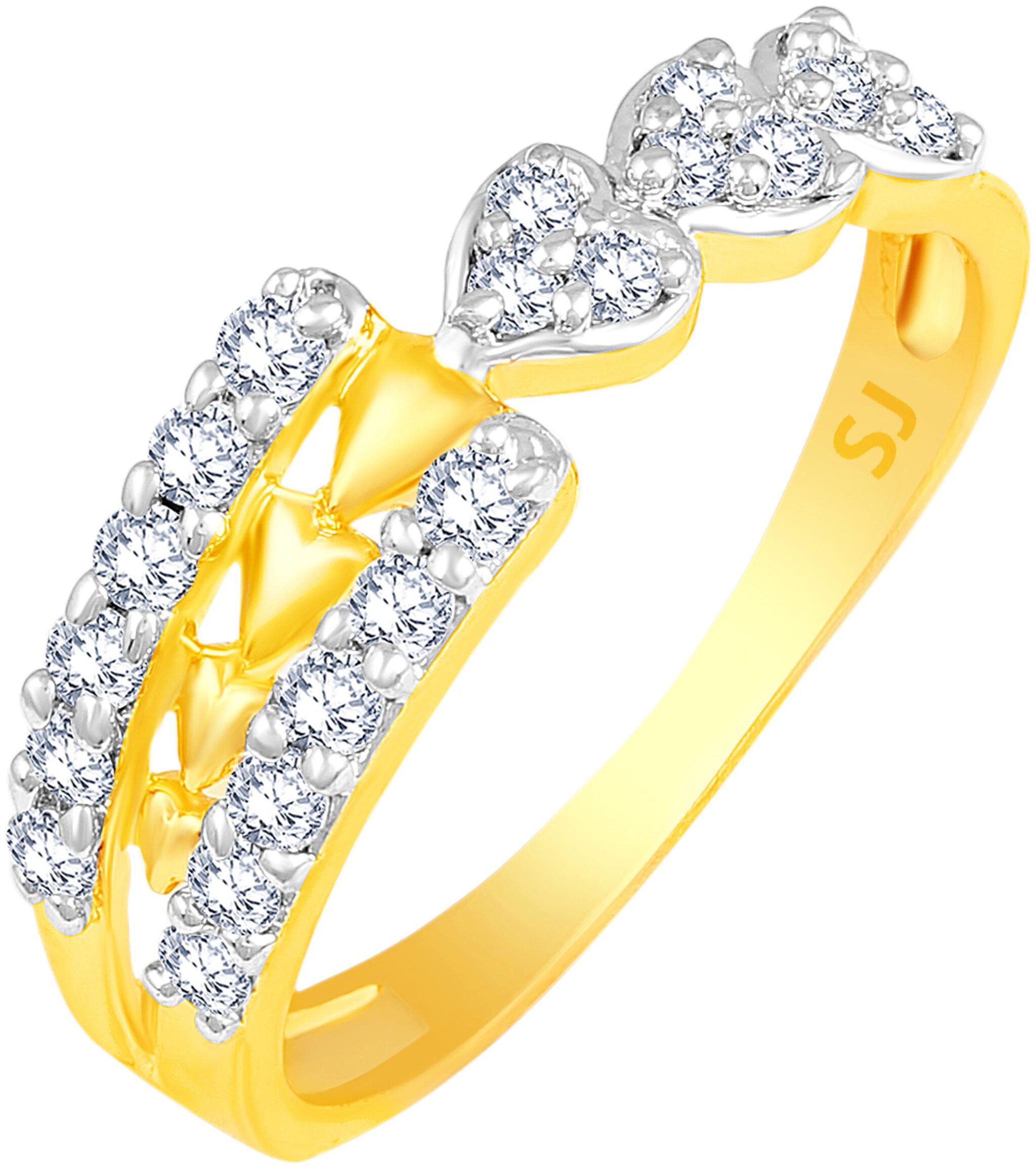 

Sukai Jewels Sequence Heart Gold Plated Brass Cubic Zirconia Finger Ring for Women