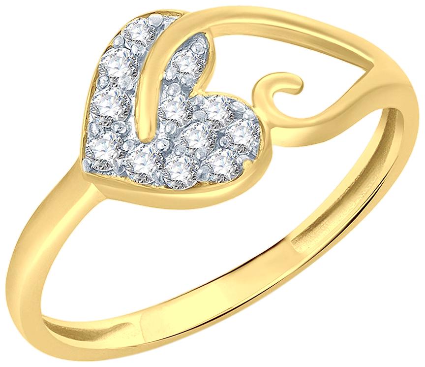 

Sukai Jewels Couple Heart Gold Plated Alloy Brass Cubic Zirconai Finger Ring for Women Girls