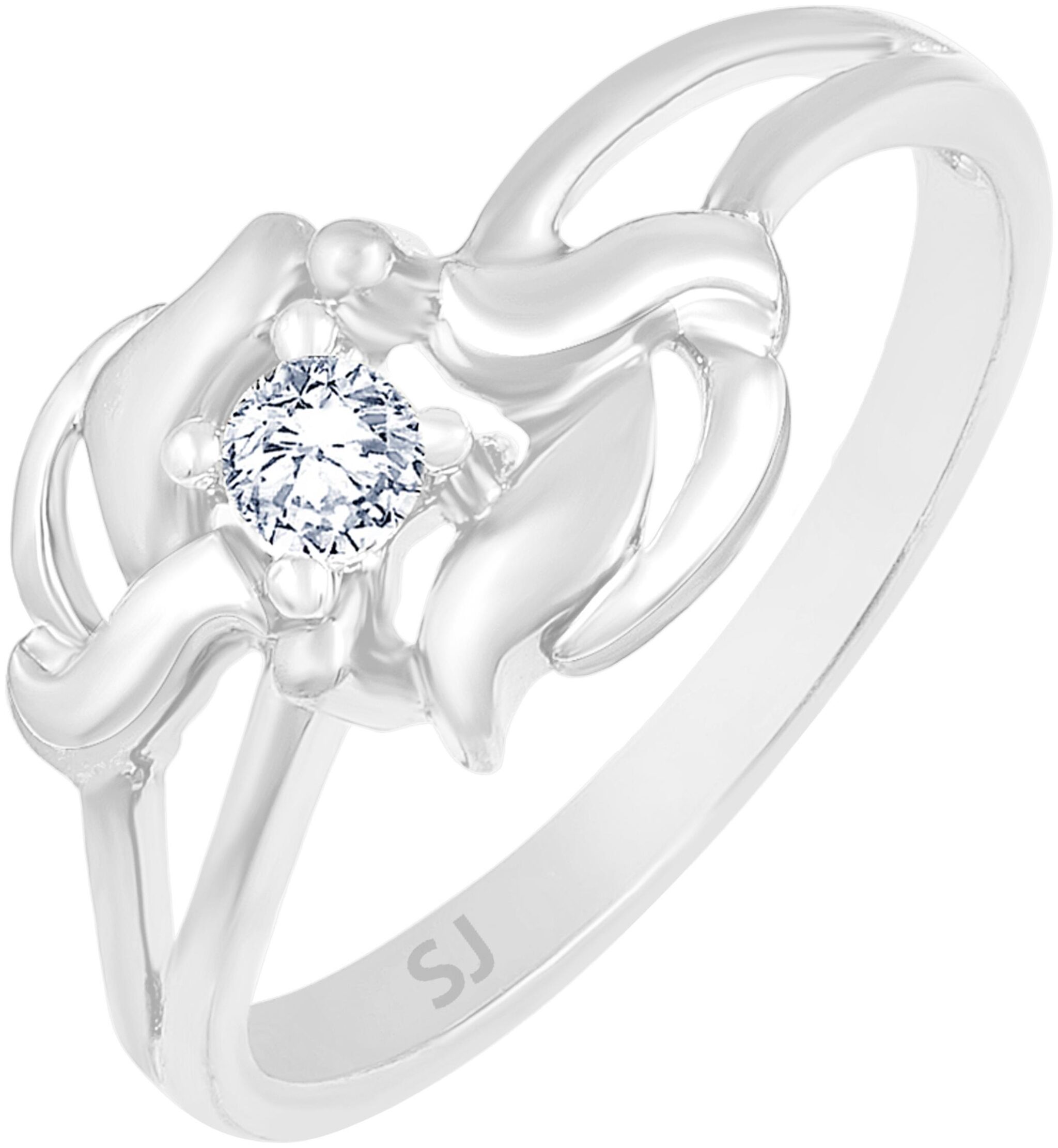 

Sukai Jewels Charm Solitaire Rhodium Plated Brass Cubic Zirconia Finger Ring for Women Girls