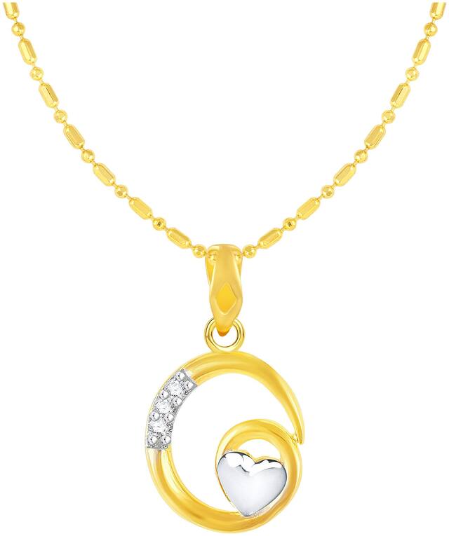 Sukai Jewels Heart Cursive'O' Gold Plated Alphabet Pendant For Women and Girls