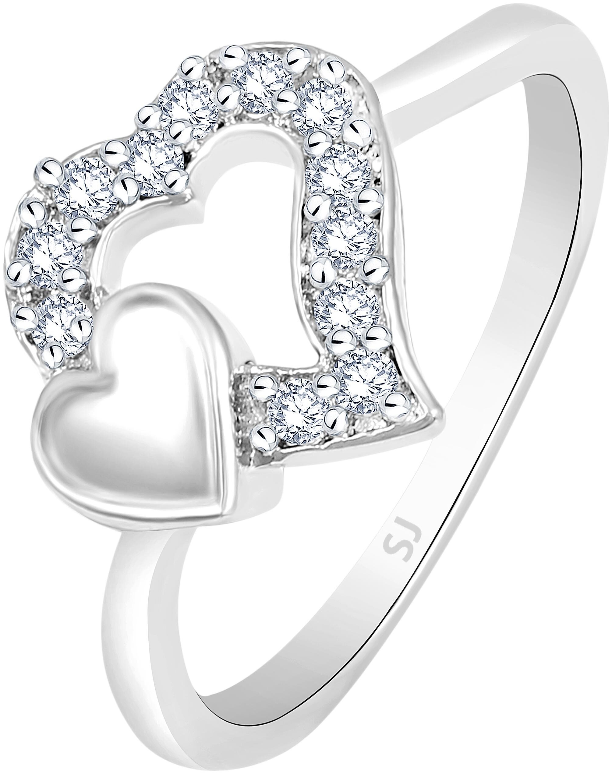 

Sukai Jewels Couple Heart Solitaire Rhodium Plated Ring For Women and Girls