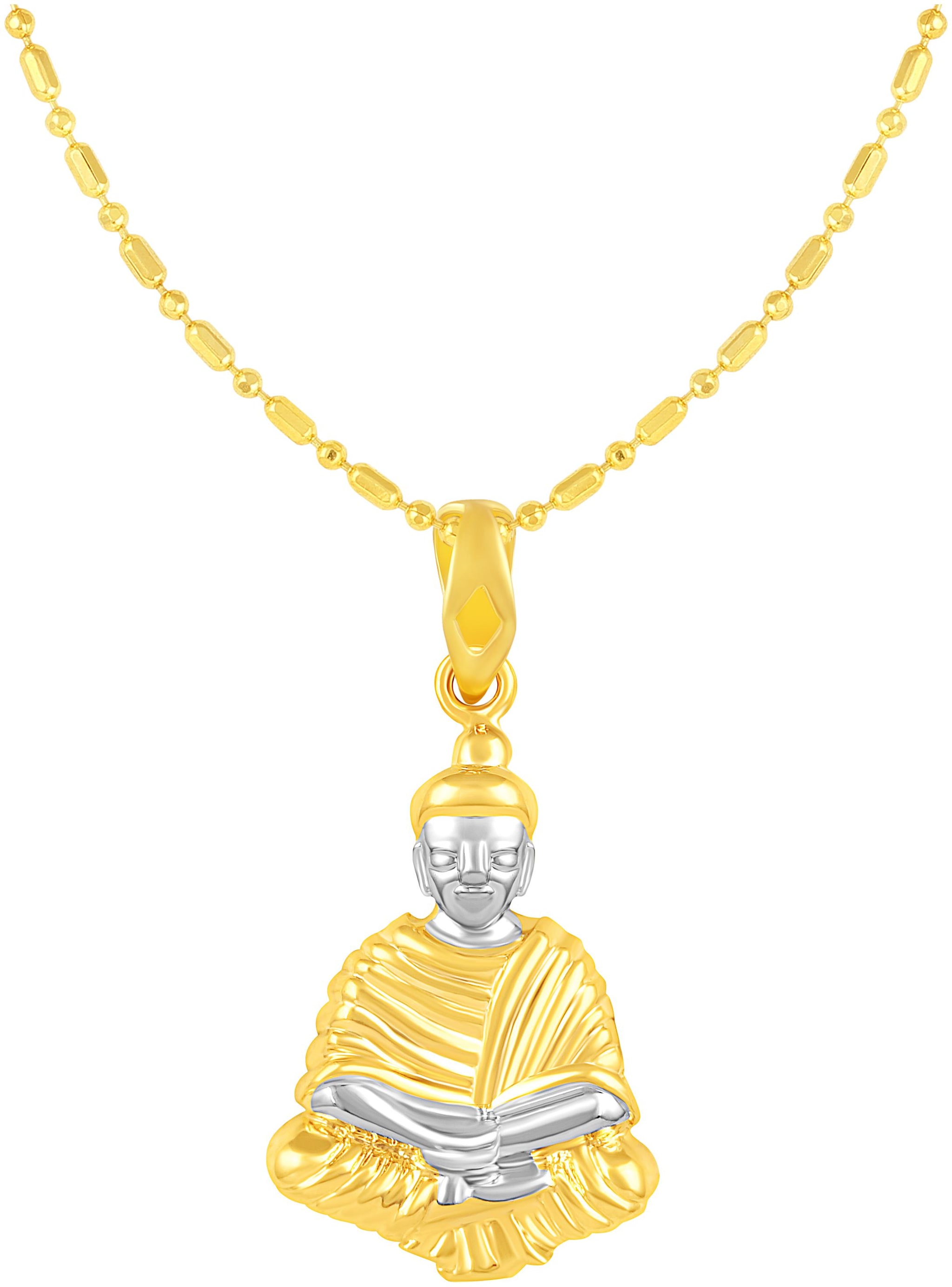 

Sukai Jewels Gautam Buddha Gold Plated Brass God Pendant with Chain for Women Men