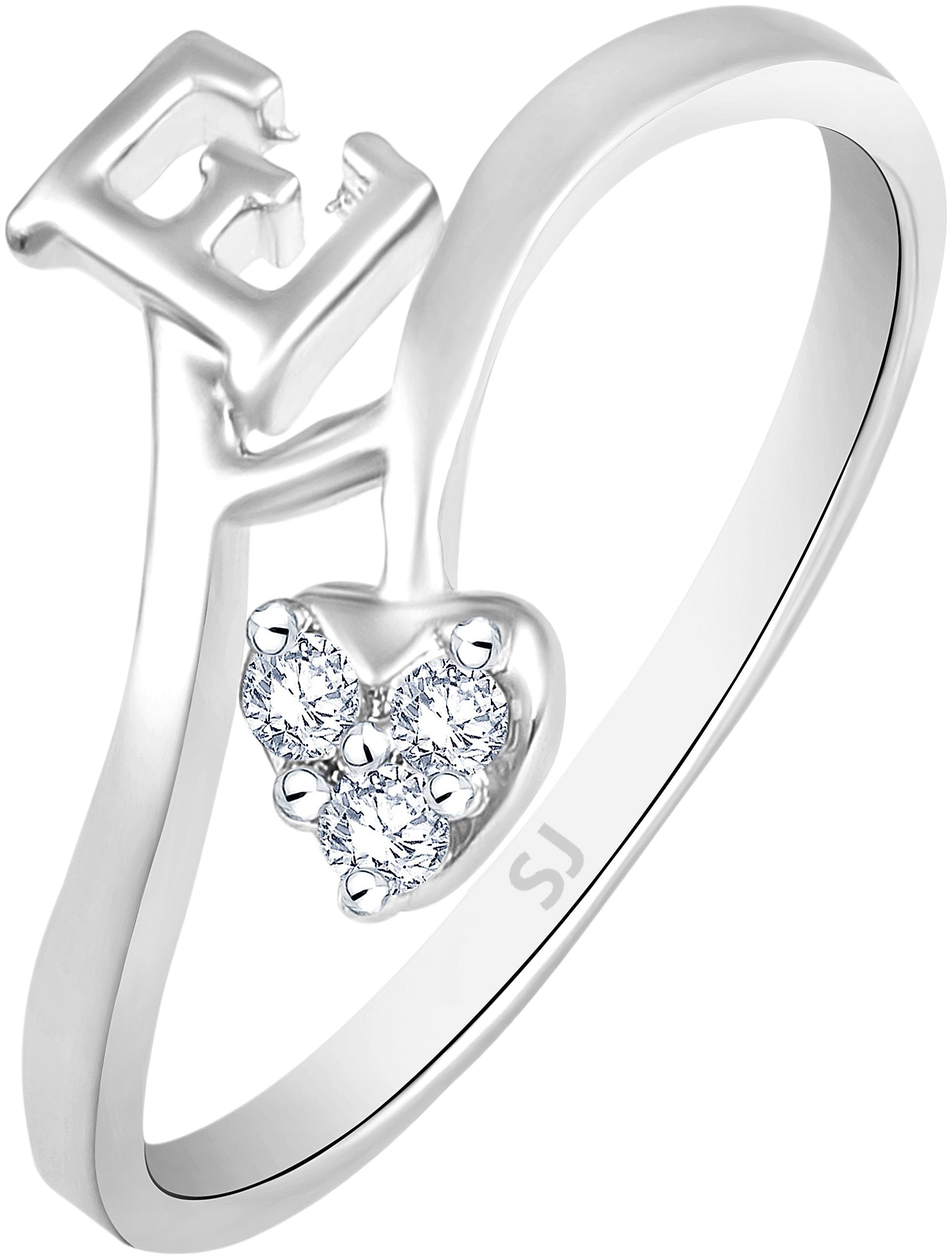 

Sukai Jewels E Heart Rhodium Plated Ring For Women and Girls