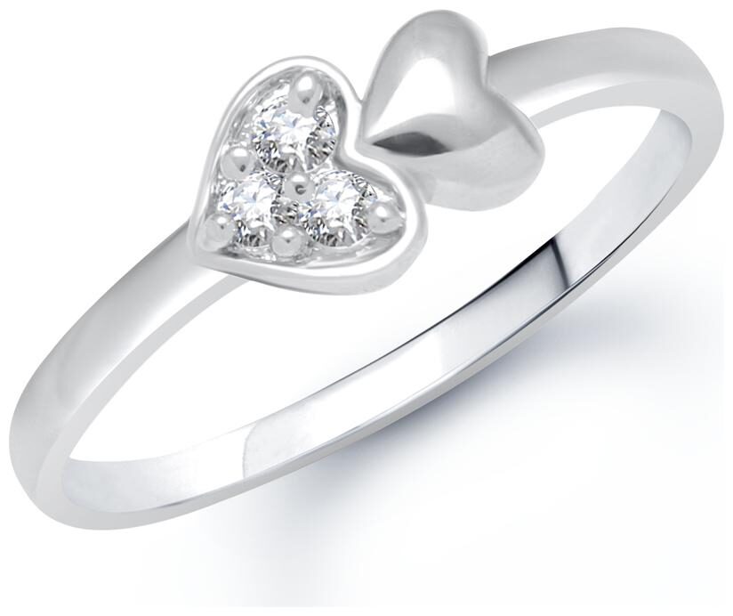 

Sukai Jewels Couple Heart Rhodium Plated Alloy Brass Cubic Zirconia Finger Ring for Women Girls