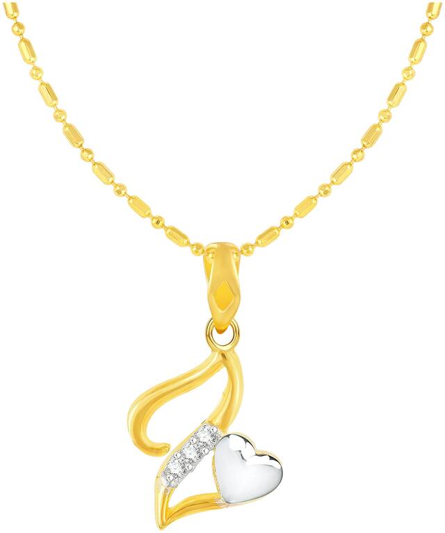 Sukai Jewels Heart Cursive'Z' Gold Plated Alphabet Pendant For Women and Girls