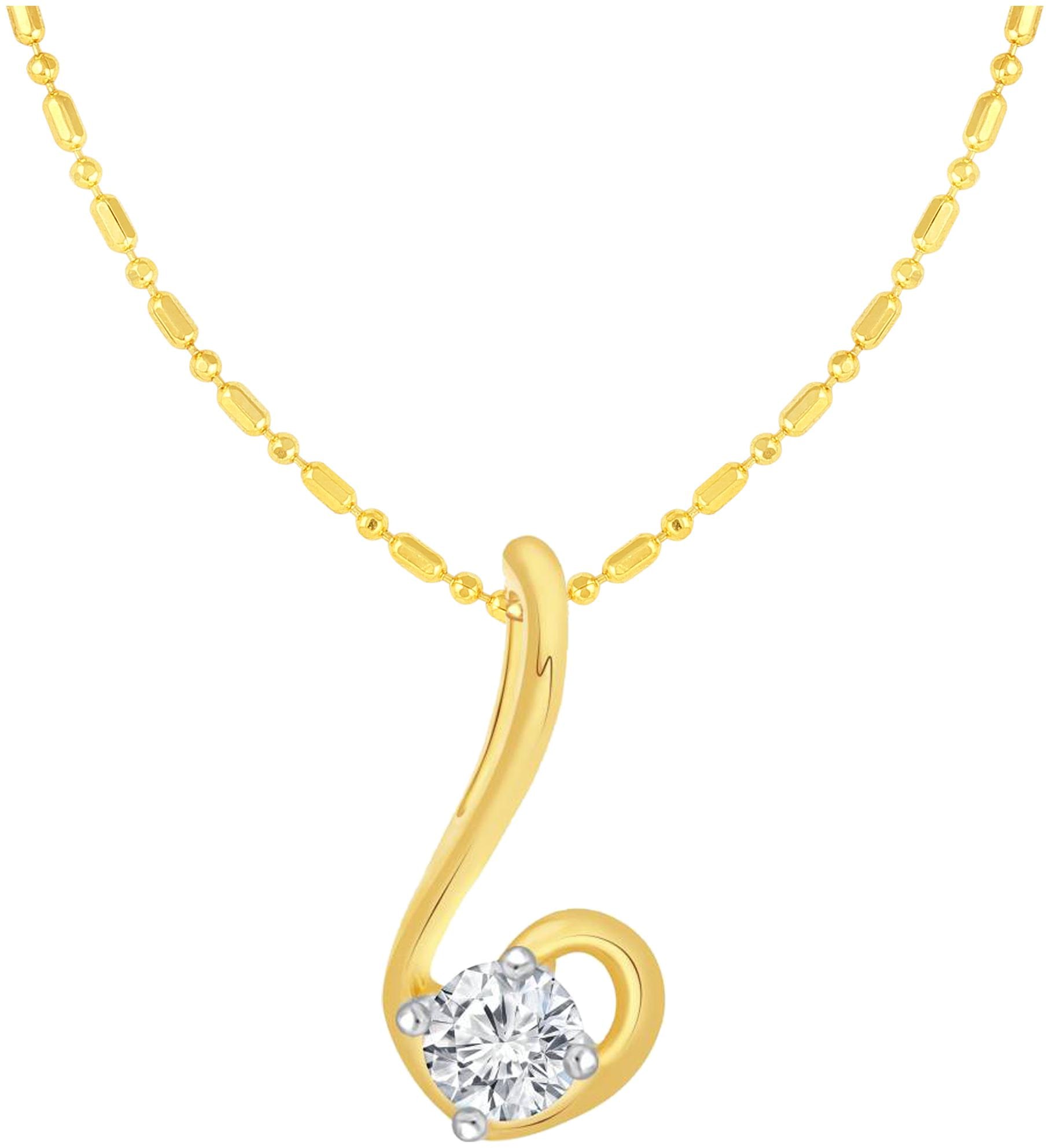 

Sukai Jewels Anchor Drop Gold Plated Alloy Brass Cubic Zirconia Pendant with Chain for Women Girls