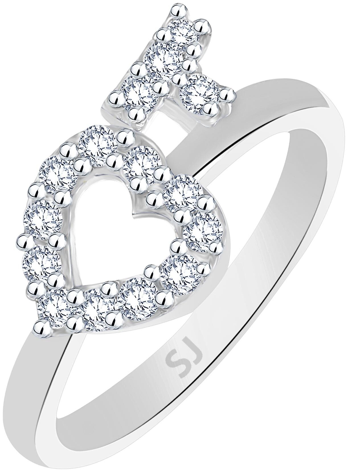 

Sukai Jewels T Heart Solitaire Rhodium Plated Ring For Women and Girls