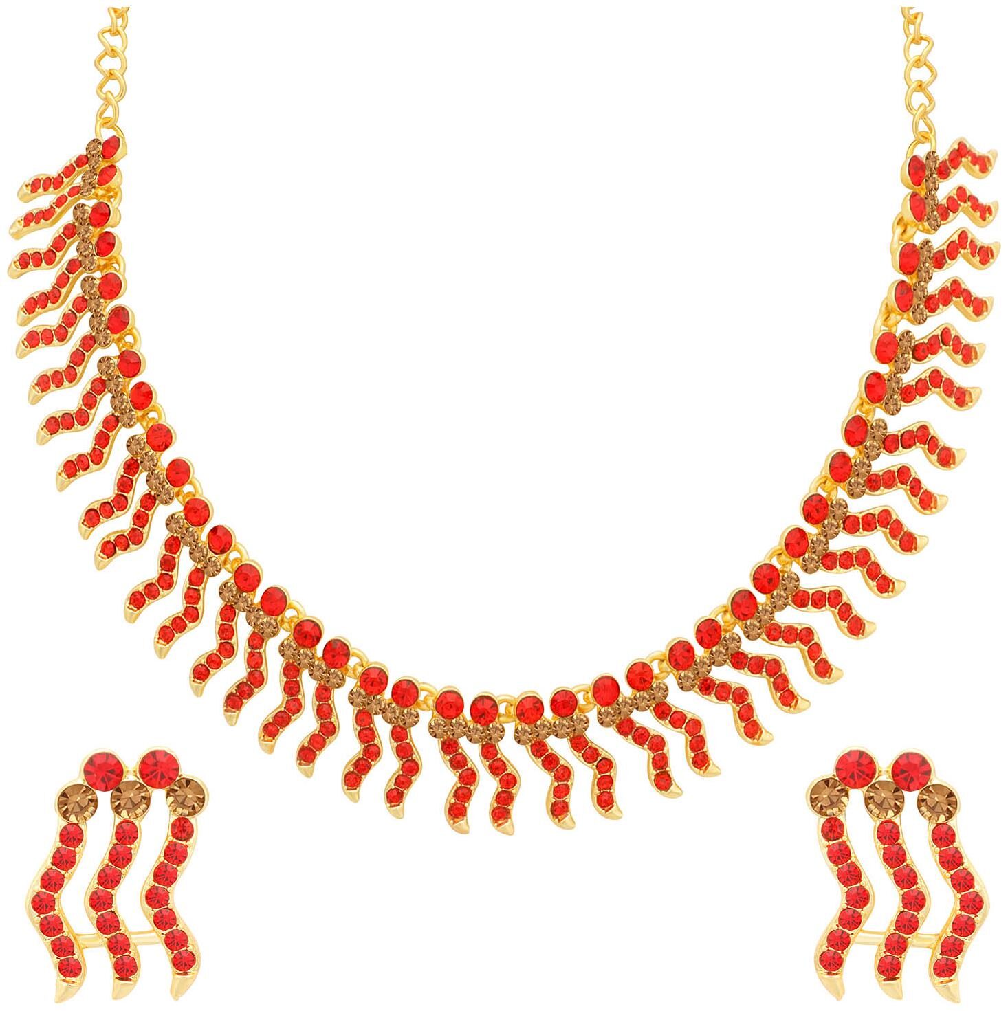 

Sukkhi Adorable LCT and Red Stone Gold Plated Choker Necklace Set for Women