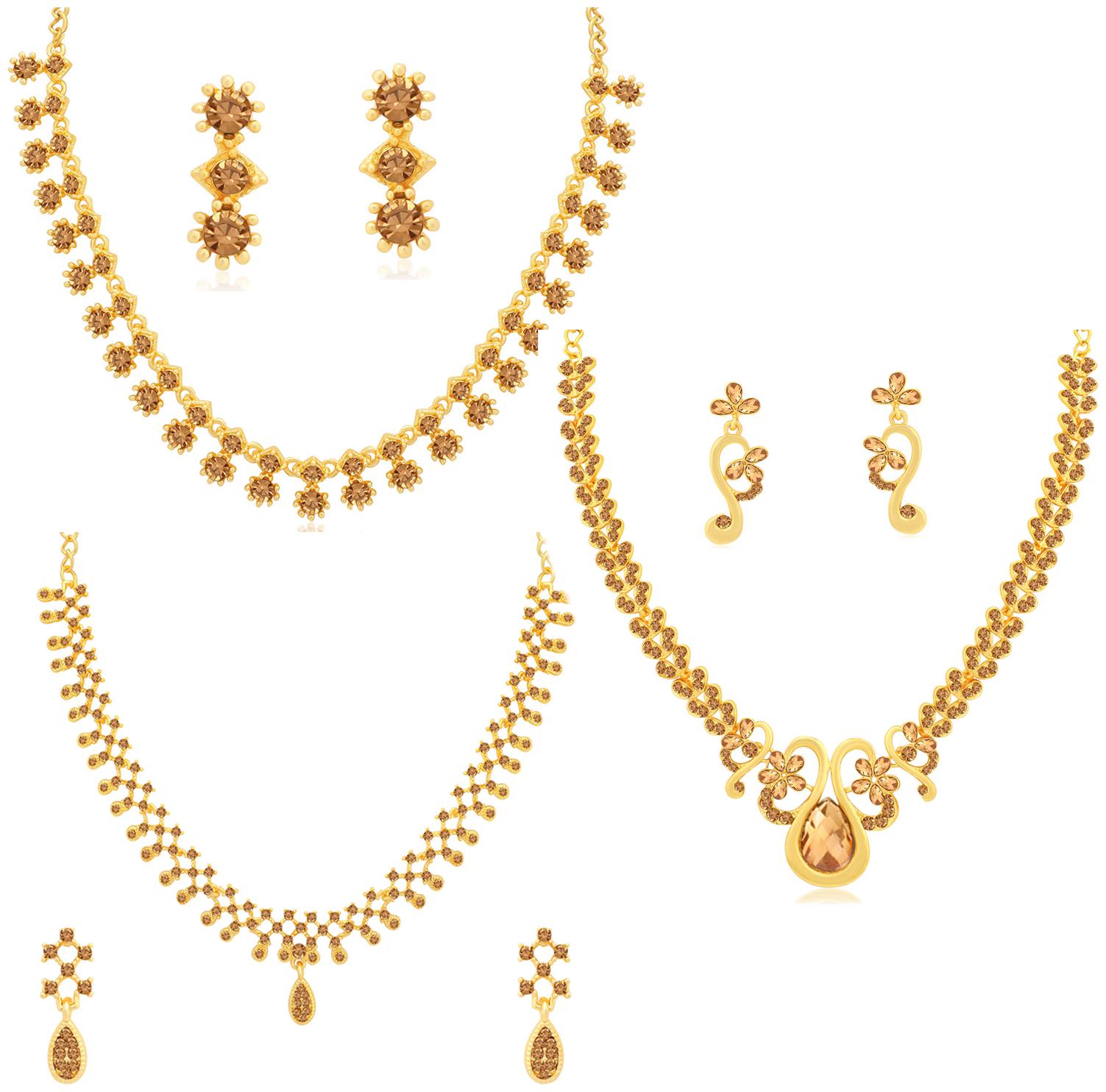 

Sukkhi Adorable LCT Gold Plated Floral Necklace Set Combo for Women