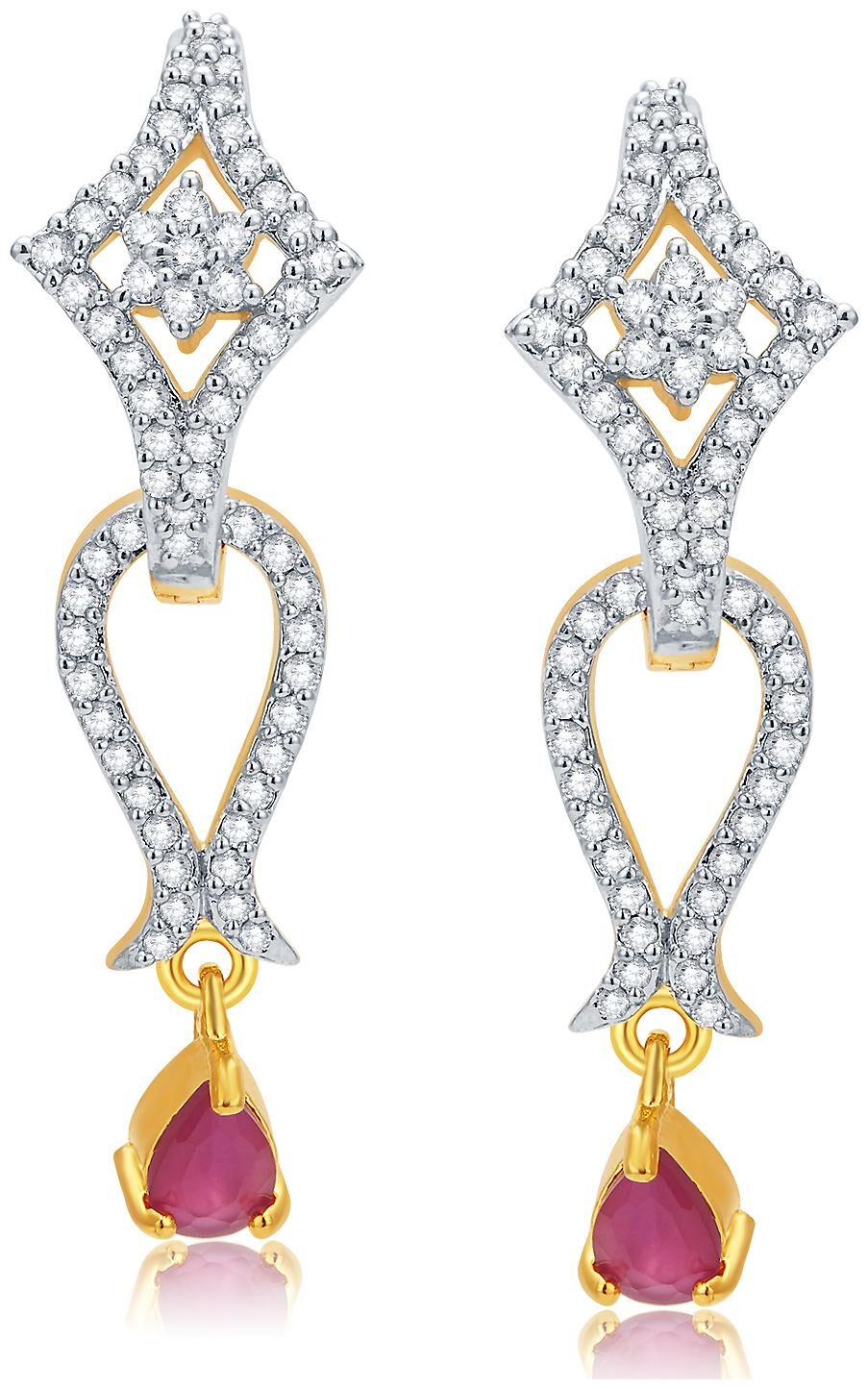 

Sukkhi Alluring Gold And Rhodium Plated Ruby Cz Earrings For Women