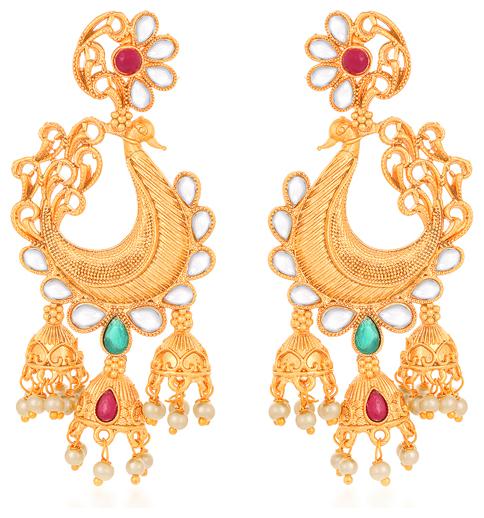 

Sukkhi Antique Peacock Gold Plated Kundan Earring for Women