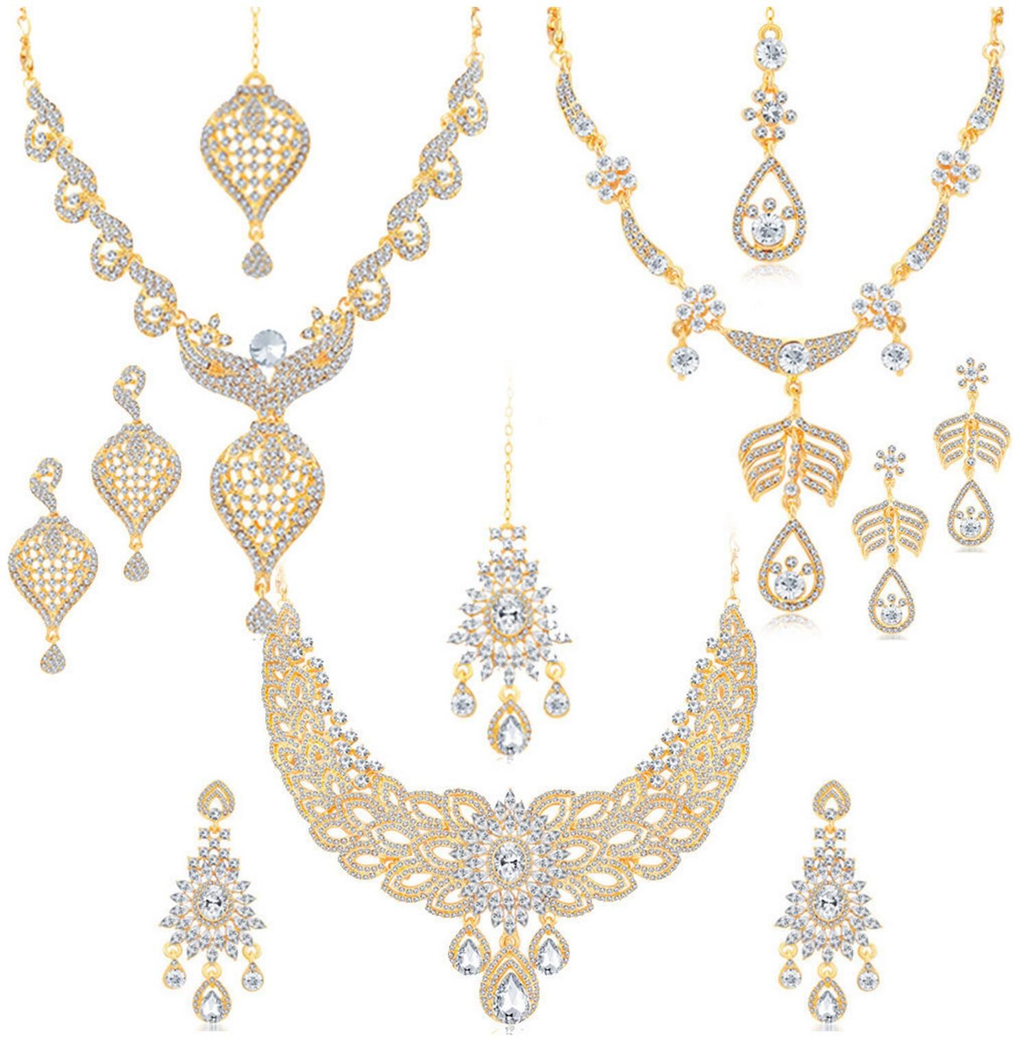 

Sukkhi Antique Gold Plated Austrian Stone Necklace Set Combo For Women