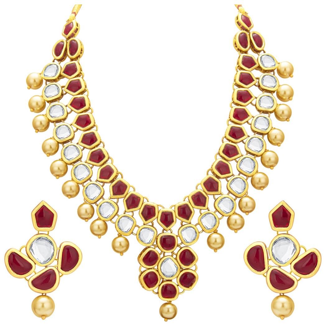 

Sukkhi Appealing Gold Plated Kundan Necklace Set For Women