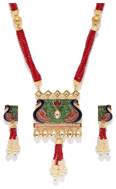 

Sukkhi Appealing Meenakari Peacock Gold Plated Neckalce Set for Women
