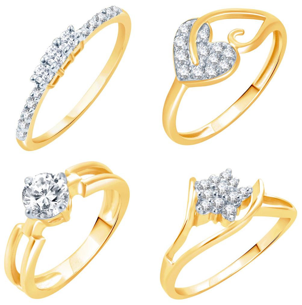 

Sukkhi Artistically Gold Plated CZ Set of 4 Ladies Ring Combo For Women