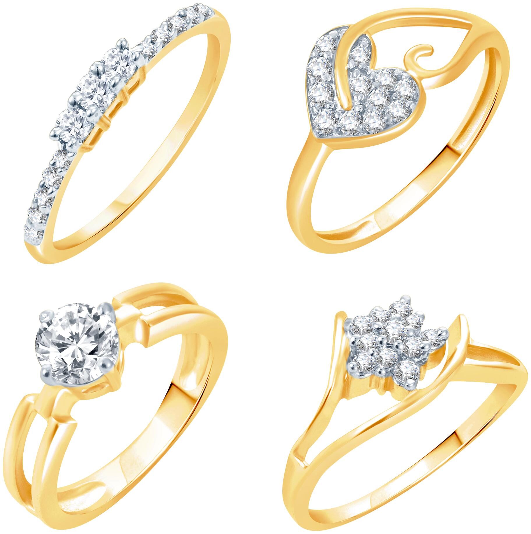 

Sukkhi Artistically Gold Plated Cz Set Of 4 Ladies Ring Combo For Women