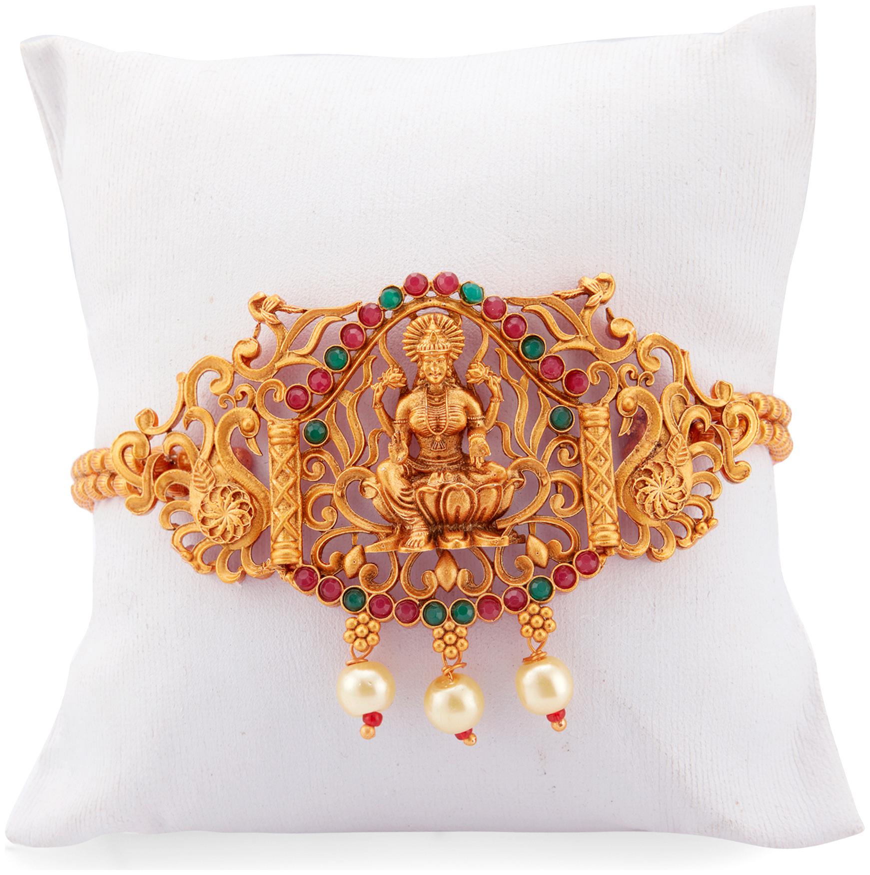 

Sukkhi Artistically Pearl Gold Plated Goddess Laxmi Bajuband For Women