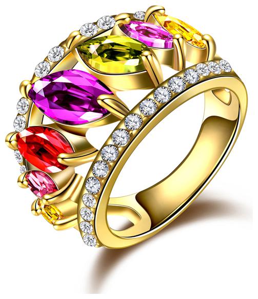 

Sukkhi Astonish Crystal Stone Gold Plated Multi Colour Ring for Women