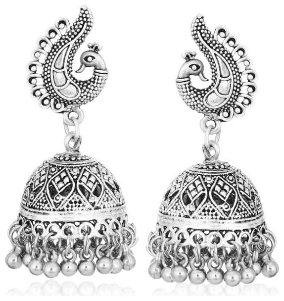 

Sukkhi Astonish Oxidised Plated Peacock Jhumki Earrings For Women
