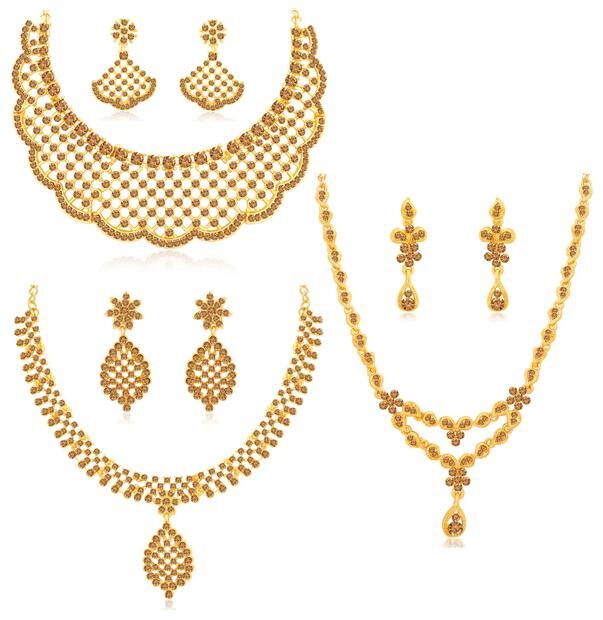

Sukkhi Beautiful LCT Gold Plated Floral Necklace Set Combo for Women