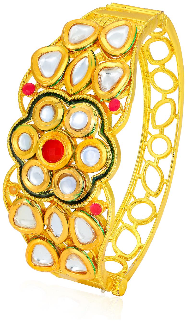 

Sukkhi Beguiling Gold Plated Kundan Floral Bracelet for Women