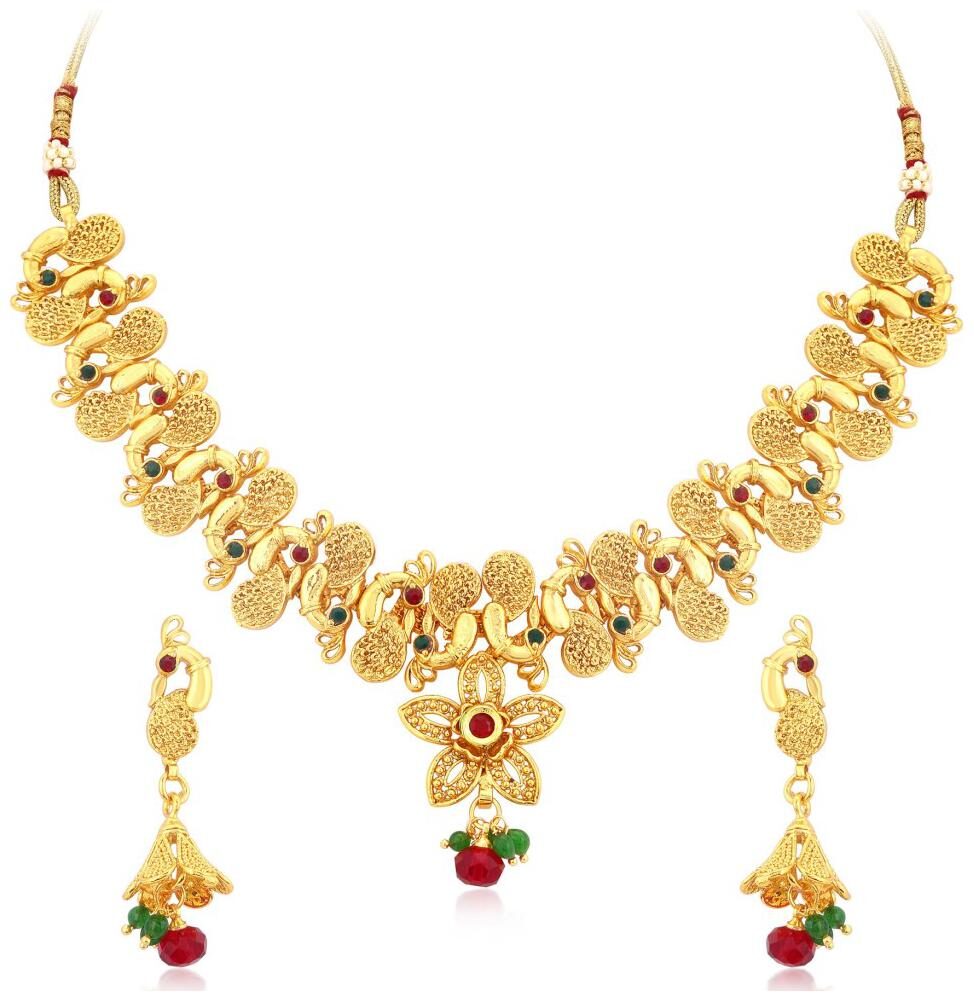 

Sukkhi Blossomy Gold Plated Flower Peacock Necklace Set For Women