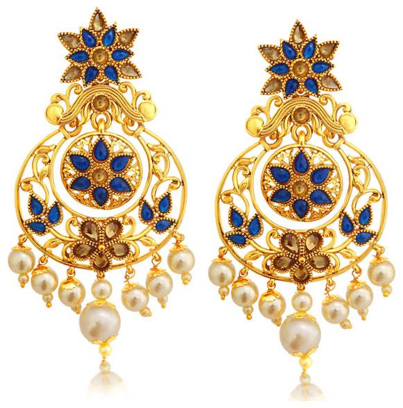 

Sukkhi Charming LCT Gold Plated Floral Pearl Chandelier Earring For Women