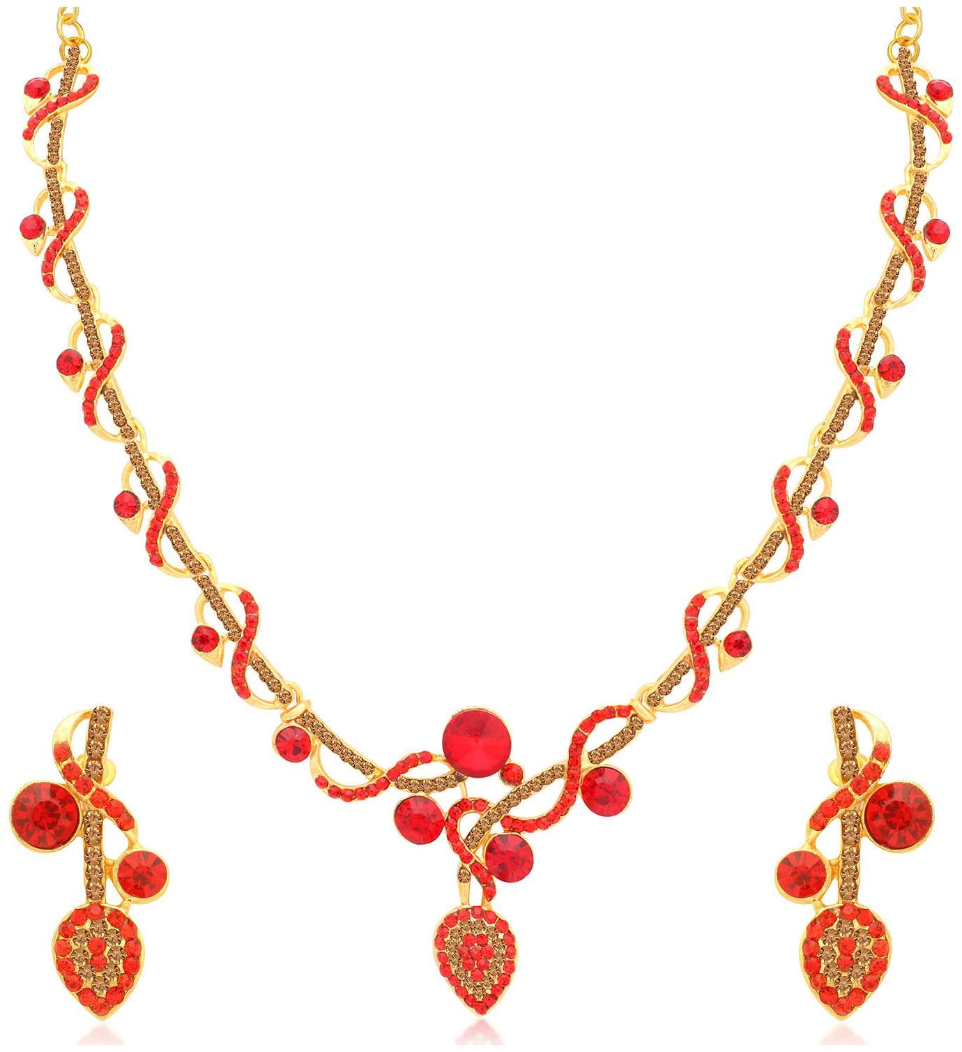 

Sukkhi Classic LCT and Red Stone Gold Plated Necklace Set for Women