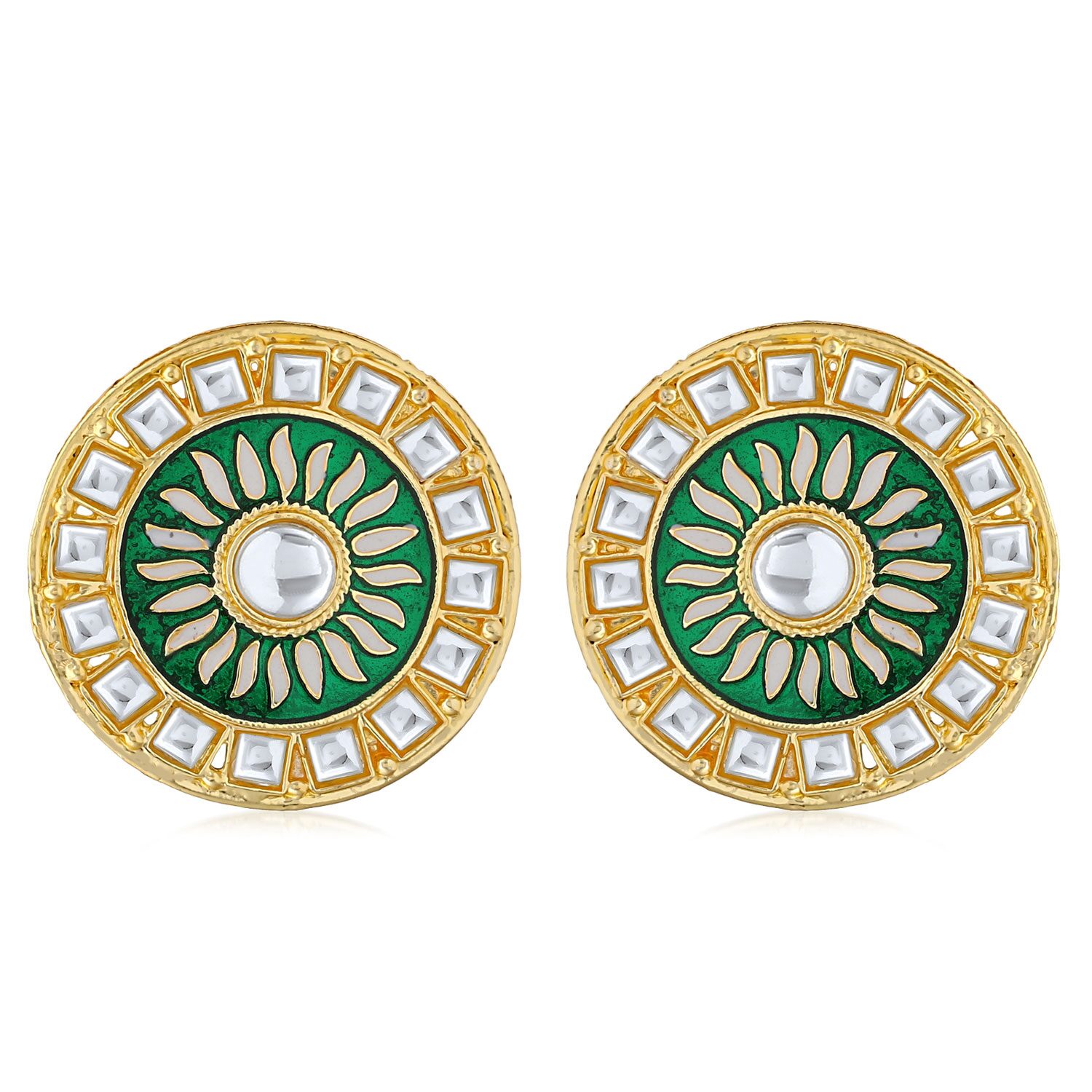 

Sukkhi Classic Gold Plated Kundan Meenakari Stud Earring For Women
