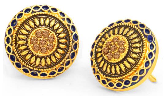 

Sukkhi Classic LCT Gold Plated Blue Mint Meena Collection Stud Earring For Women
