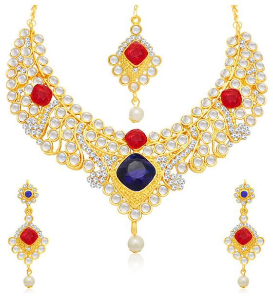 

Sukkhi Classic Gold Plated Kundan Choker Necklace Set For Women